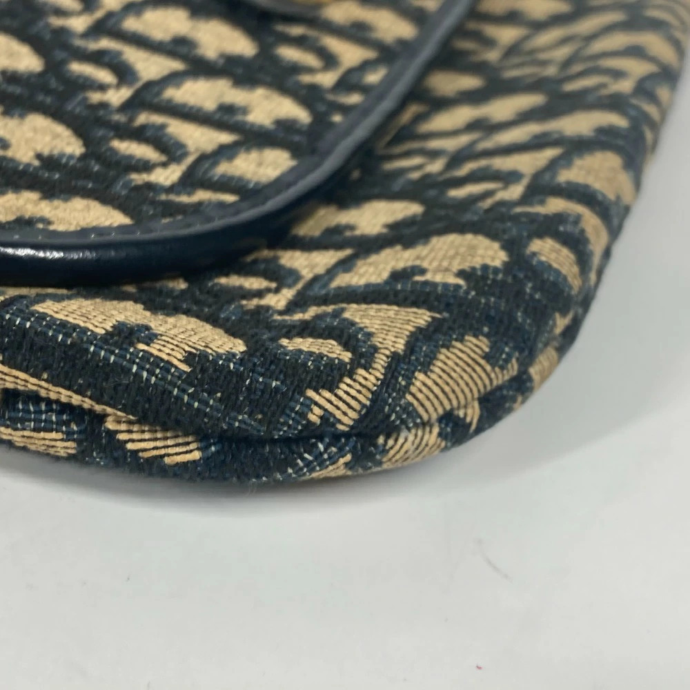 Dior Trotter CD Logo Accessory Clutch Shoulder Bag Canvas Leather Navy Blue - Picture 7 of 14